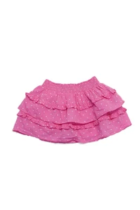 Love Shack Fancy Girls Cotton Ruffled Tiered Polka Dotted Mini Dress Pink Size 1 - Picture 1 of 5