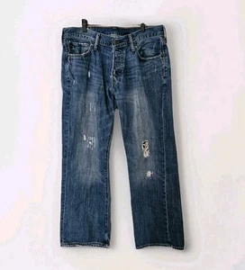 VTG 90s Abercrombie & Fitch Boot Cut Button Fly Jeans 32x30 Low Rise Distressed - Picture 1 of 19