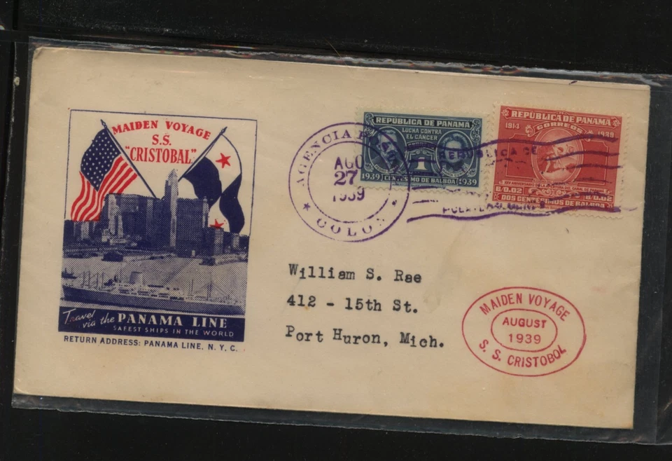 Panama SS Cristobol Cachet Cubierta de barco MS0915 Foto 1 de 1