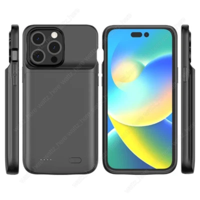 For iPhone 15 14 13 12 11 Pro Max Battery Charger Case Power Bank Charging Cover - Image 1 of 4