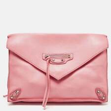 BALENCIAGA Pink Leather Papier Sight Clutch