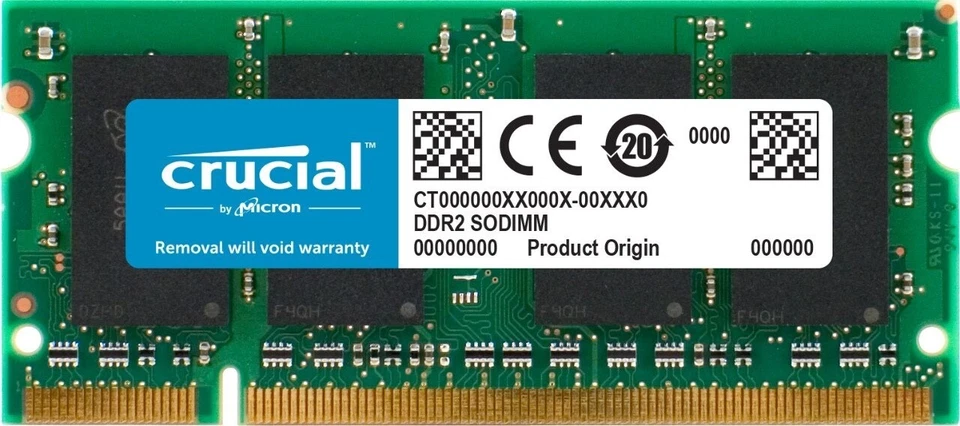 Crucial CT25664AC667 2GB DDR2-667Mhz PC2-5300 SODIMM Memory RAM - Image 1 of 1