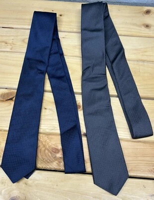 JOHN VARVATOS Men's Silk Skinny Necktie USA Geometric Squares Blue/Gray NEW - Image 1 of 4