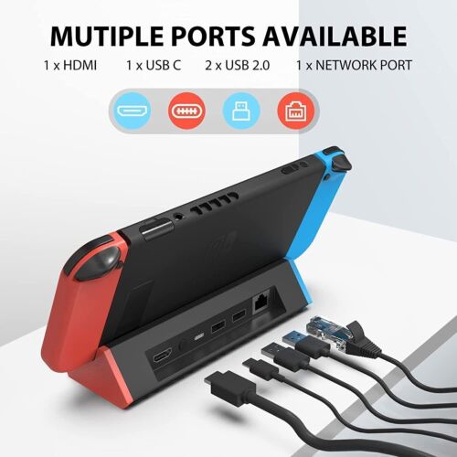 For Nintendo Switch Docking Station Stand Charging Dock 4K TV HDMI Adapter Black