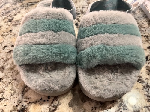 SANDALI CIABATTE SLIDES KOOLABURRA BY UGG FUZZ'N II TAGLIA 8 grigio acqua