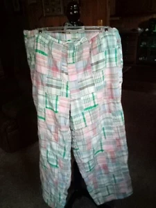 Orvis Women's Plaid Patchwork Pastel Colors Golf Pants Size L Pockets Lined - Picture 1 of 5
