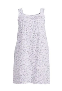 ARIA Women’s Size S (4-6) Sleeveless Cotton Nightgown • Bright White Ditsy - Picture 1 of 14