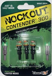 NockOut Lighted Nocks Crossbow .300'' ID Halfmoon Green 3 Pack - Picture 1 of 6