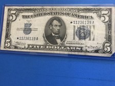 1934 A $5 Five Dollar Silver Certificate STAR NOTE