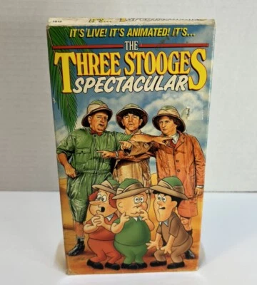 The Three Stooges Spectacular VHS 1991 Animated Larry Moe Curly Cartoon Vintage - Image 1 of 4