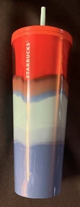 Vaso de ventilación Starbucks verano 2021 color ola rojo agua azul 24 oz ventilación taza fría - Imagen 1 de 8