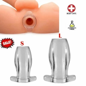Anal Sex Spreader Hollow Plug Flared Dildo Deep Access Tunnel Probe Clear Adult - Picture 1 of 10