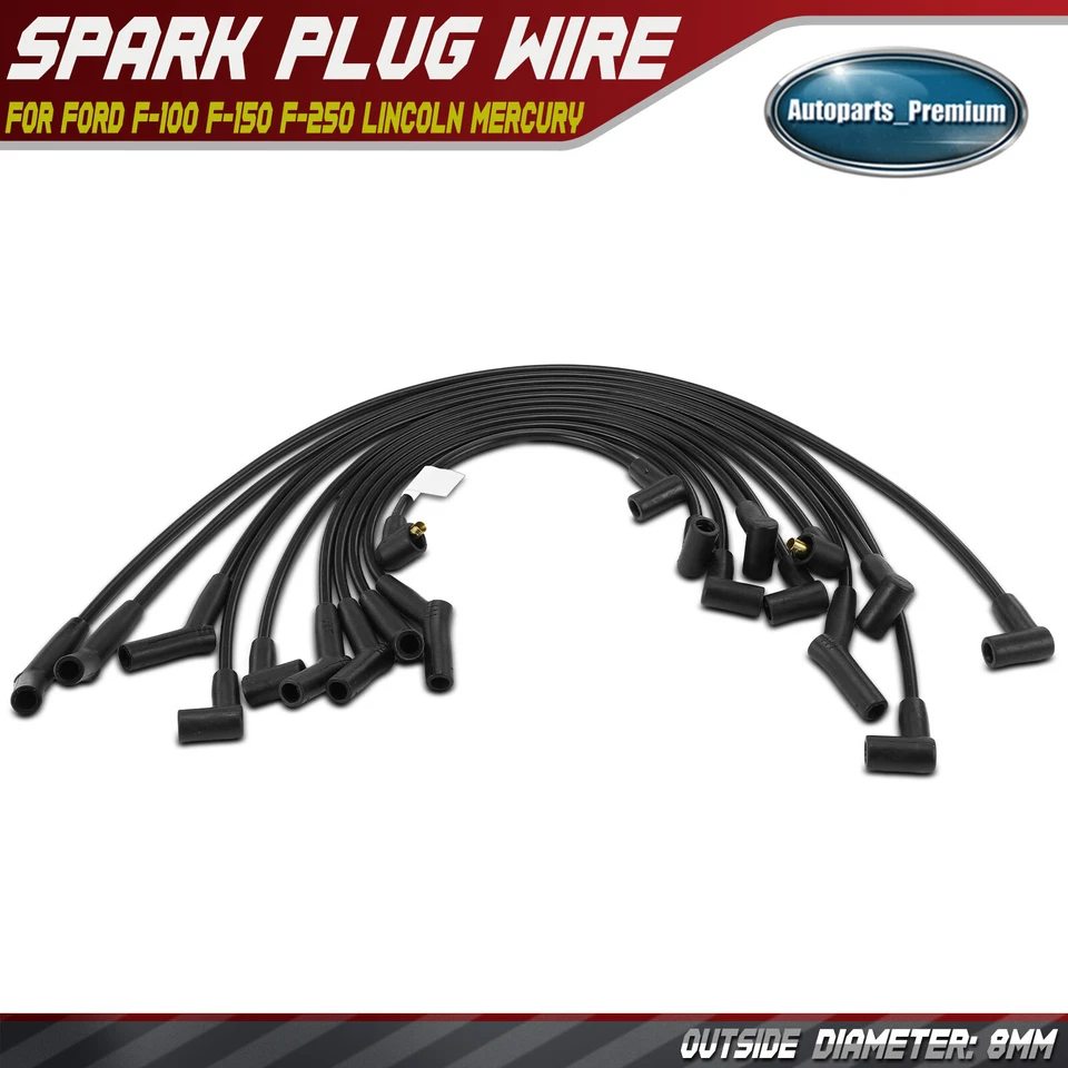 Juego de 10 cables de bujía para Ford F-100 F-150 F-250 F-350 Mustang Lincoln Mercury Foto 1 de 4