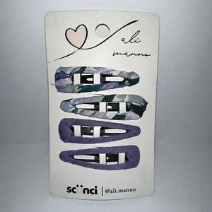 Scunci x Ali Manno Fabric Covered Hair Snap Clips, Assorted Colors, 4-Pieces - Picture 1 of 4