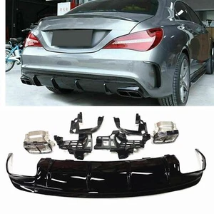 Rear Bumper Diffuser Lip + Exhaust Pipes For Mercedes Benz CLA45 2013-2019 2016 - Picture 1 of 10