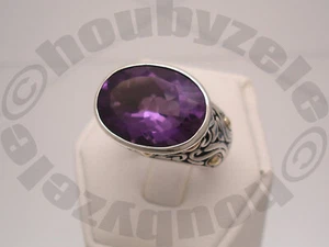 Samuel Behnam BJC Sterling and 18K Oval Amethyst Ring - SZ 6.25 - Picture 1 of 11