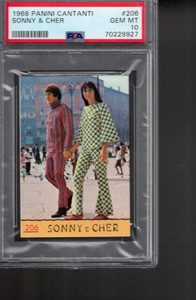 #206 SONNY and CHER   1968 PANINI CANTANTI sticker  PSA 10    pop 4