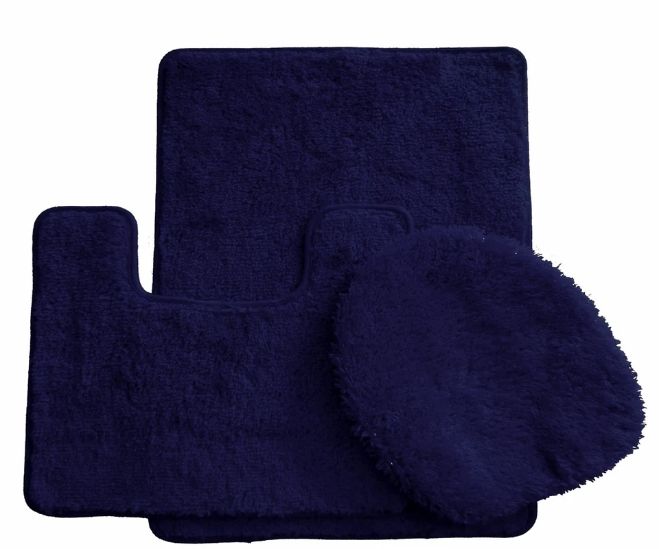 Alfombra de baño Ultra Spa 3 piezas alfombra de baño, alfombra de contorno, cubierta de tapa.(Azul marino) Foto 1 de 1