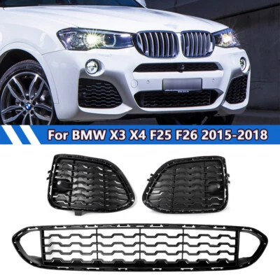 3PCS Front Left+Right+Center Bumper Grille Cover For 2015-2017 BMW X3 2015-18 X4 Foto 1 de 4
