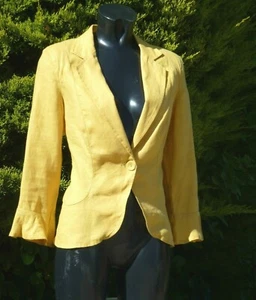 PER UNA YELLOW LINEN JACKET - SIZE 12 UK NWOT WEDDING RACES SUMMER HOLIDAY PROM - Picture 1 of 3
