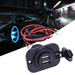 12V Car Motorcycle Dual USB Adapter Cigarette Lighter Socket Power Plug for - Picture 1 of 12