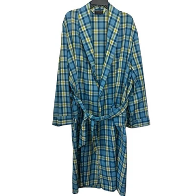 VTG 70s 80s SEARS Large Blue Green Plaid Robe Lightweight Preppy Mens Large Tall - Image 1 of 4