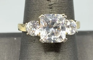 Anillo de cóctel chapado en oro de plata de ley y circonita cúbica - talla 9 - Imagen 1 de 5