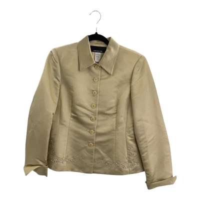 Jones New York Mujer Traje Chaqueta Blazer Marfil 100% Seda Manga Larga Cuentas 6 Foto 1 de 4