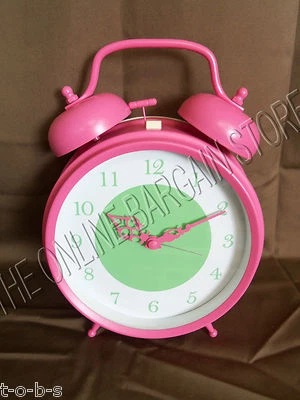 Pottery Barn PB Teen Kids Oversized Button Antique Alarm Desk Table Clock Pink - Image 1 of 2