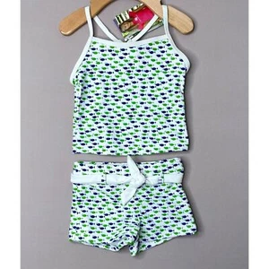 NWT SNAPPER ROCK Two-Piece Fish Print Tank/Shorts Swimsuit UPF 50+ Girls 3/4 - Picture 1 of 6