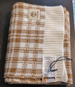 New Timberland Scarf Wheat Plaid One Size with Logo T101808 NWOT - Picture 1 of 5