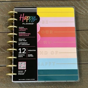 Happy Planner BRIGHT & FUN Classic UNDATED 12 M VERTICAL Layout Planner NEW - Picture 1 of 3