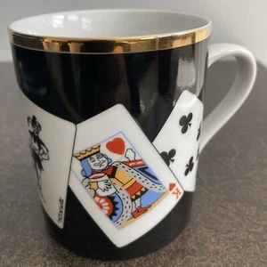 TIFFANY AND CO PORCELAIN BLACK PLAYING CARDS COFFEE CUP MUG VTG JAPAN ONE OWNER - Picture 1 of 10
