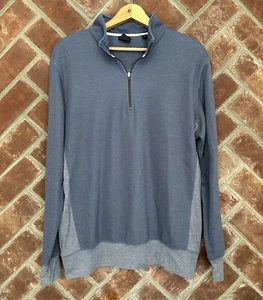 Dunning Quarter Zip Long Sleeve Golf Pullover Mens Medium Blue Polyester Wool - Picture 1 of 11
