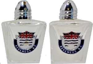 KEREMEOS Salt and Pepper Shakers Hand Cut Clear Glass British Columbia Canada - Picture 1 of 4