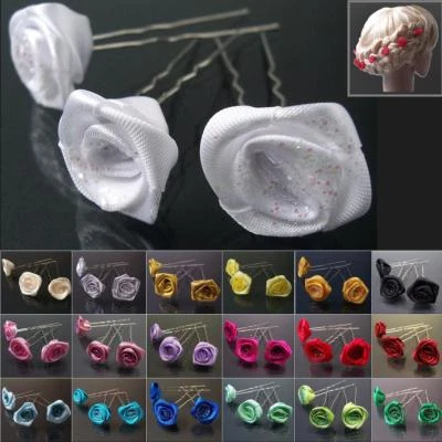 Haarblume Haarnadel Rose 2cm Satin Haarschmuck Kommunion Hochzeit Tracht VH11 - Bild 1 von 3