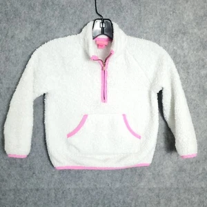 LILLY PULITZER Girls Keala Sherpa Fleece 1/4 Zip Popover Sweatshirt Pink White 5 - Picture 1 of 12