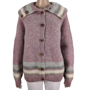 Vtg Jagman Cardigan Pure Virgin Wool Womens M Handknit Button Up Nova Scotia - Picture 1 of 8