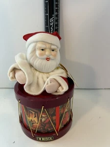 Vintage Taiwan Musical Santa Claus In a Drum Plays Santa Claus Coming to Town - Picture 1 of 1