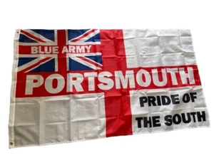*NEW* Portsmouth FC Pompey Flag - 5ft By 3ft - Scarf Shirt Badge Print 657 Crew - Picture 1 of 1