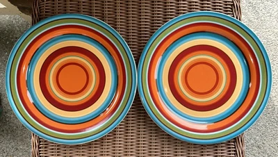 Pier 1 Mediterrana 2 Platos de Cena 11" Colorido Azul Verde Rojo Naranja Amarillo Foto 1 de 3