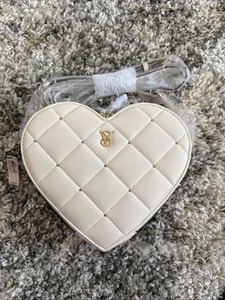 Victoria's Secret Quilted Heart Crossbody Bag - Cream with Gold Chain Strap NEW - Picture 1 of 5