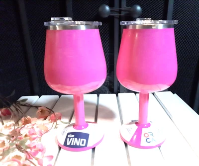 2 vasos de viaje de vino de acero inoxidable ORCA Vino 15 oz rosa intenso nuevos con etiquetas Foto 1 de 4