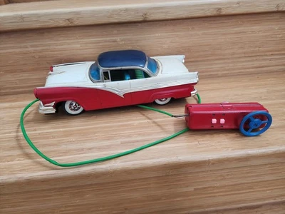 Rare Vintage Yonezawa Japan Tinplate Wired Remote FORD Car Model 82016  1956 Big - Image 1 of 4
