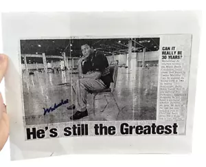 Muhammad Ali Signed Autograph Newspaper Copy Bw - Picture 1 of 2