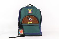 NOS Vtg 90s Disney Mickey Mouse Spell Out Color Block Suede Backpack Book Bag