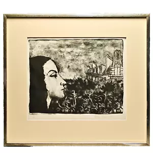 HILDA CASTELLON Original Vintage Signed Figurative Landscape Portrait Lithograph - Picture 1 of 22