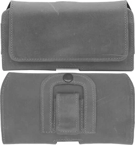 Authentic Leather Belt Case Cover For Apple iPhone 16 Pro Max Crossbody XL Gray - Picture 1 of 5