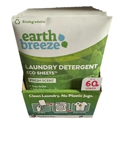 Lot of 6 - Earth Breeze Laundry Detergent Sheets Fresh Scent - 60 loads each - Picture 1 of 6