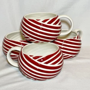 (4) 2013 Starbucks Peppermint Swirl Red & White 12 oz Coffee Cup Mugs STACKABLE! - Picture 1 of 5